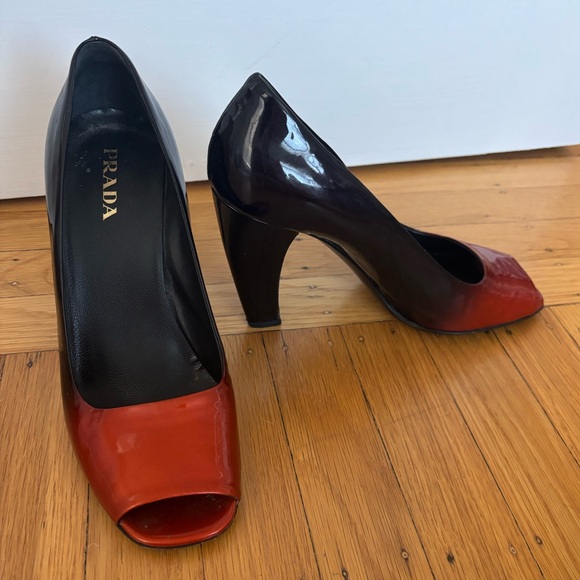 Black and Red Prada Peep Toes, 4-inch Heel - Picture 6 of 8
